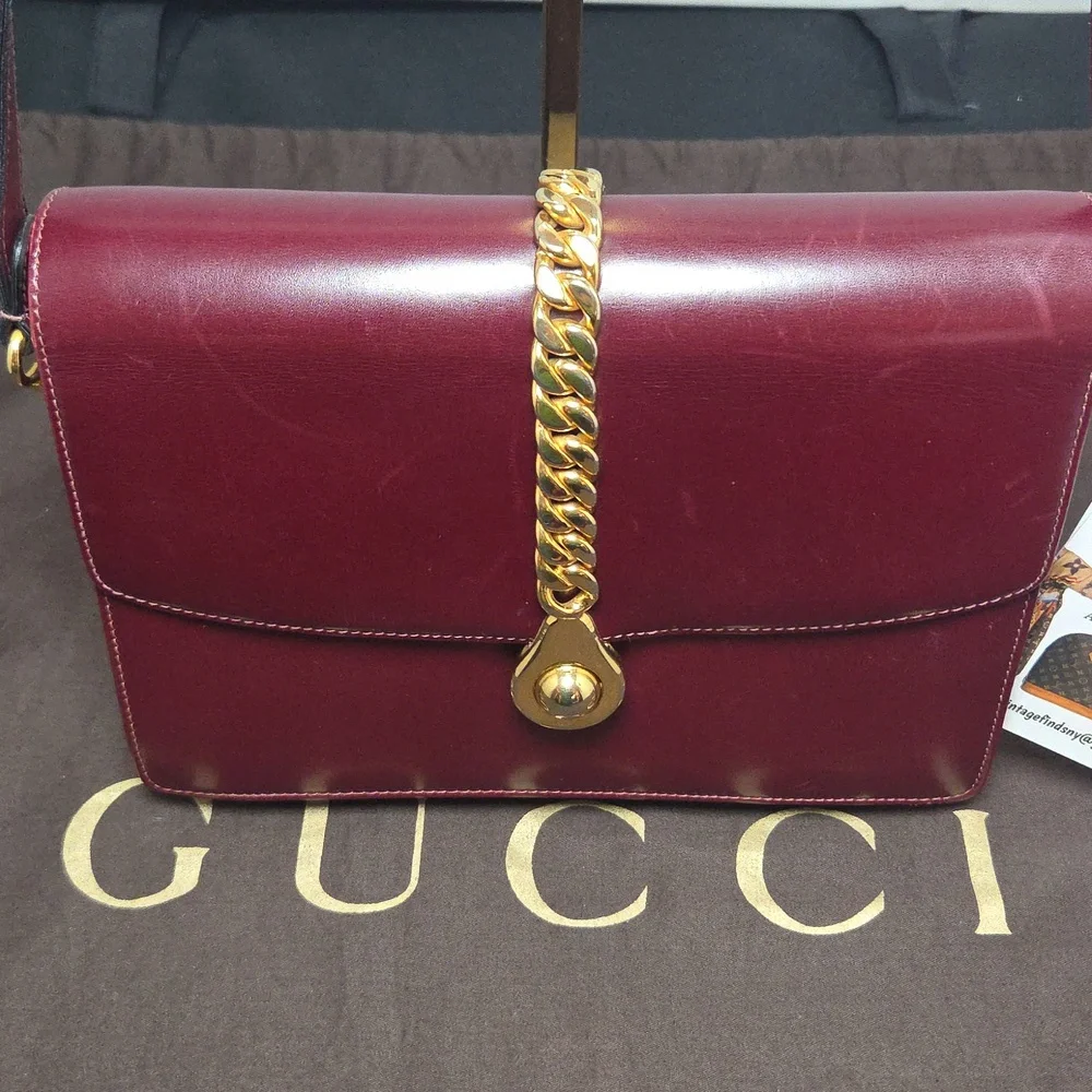 Gucci Boutique 1970s RARE  Bordeaux Leather 2way Bag Very limited Production - Picture 12 of 17